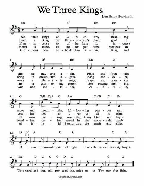 Free Lead Sheet – We Three Kings - Christmas Christmas Clarinet Sheet Music, We Three Kings Lyrics Free Printable, Free Christmas Music Sheets Printables, We Three Kings Lyrics, We Three Kings Sheet Music, Beginner Piano Christmas Sheet Music, Christmas Music Sheets Free Printable Song Lyrics, Happy Three Kings Day, Christmas Piano Sheet Music