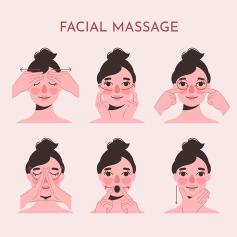 Facial Massage Steps, Home Remedies For Wrinkles, Facial Massage Techniques, Face Massage Techniques, Korean Facial, Facial Massage Routine, Face Yoga Exercises, Facial Yoga, Face Exercises