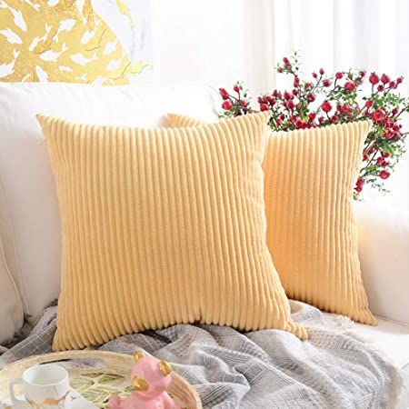 Aesthetic Pillows, Pillows For Bed, Yellow Room, Pillows For Couch, Yellow Pillows, Sofa Pillow Covers, Striped Cushions, Garden Pillows, Sofa Couch Bed