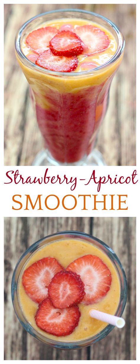 My current favorite way to enjoy fresh apricots is in this Summertime Strawberry-Apricot Smoothie! This recipe only takes about 5 minutes and is the perfect way to start a summer day! Recipes Milkshake, Smoothies Simple, Simple Smoothies, Vegetarian Smoothies, Fresh Apricots, Smoothies Breakfast, Bullet Recipes, Apricot Smoothie, Recipes Protein