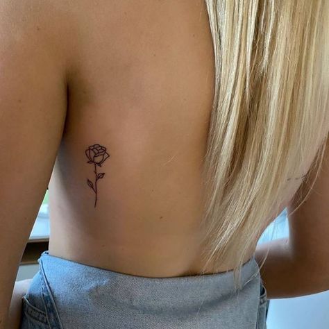 Rose Friendship Tattoo, Ribs Rose Tattoo, Dainty Rose Tattoo Arm, Hidden Rose Tattoo, Small Rose Tattoo On Back, Roses Tatoos Ideas, Rose Placement Tattoo, Rose Dainty Tattoo, Rose Tattoo Tiny