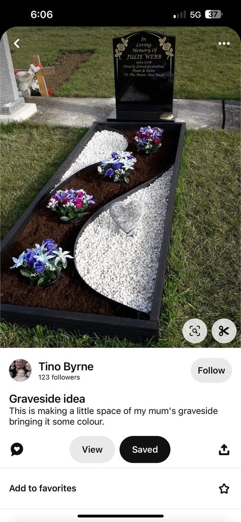 Graveyard Ideas Cemetery, Grave Sites Ideas Decorating, Grave Landscaping Ideas, Tombstone Unveiling Decor Ideas, Memorial Garden Ideas Landscape Design, Diy Cemetary Decorations, Decorating Grave Sites Ideas Diy, Cemetary Flower Ideas, Diy Headstone For Grave