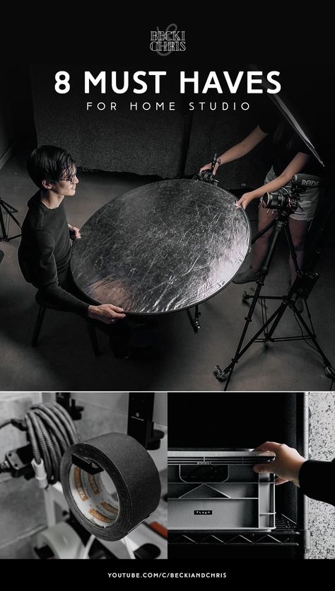 8 Home Studio Must Haves — Becki and Chris Home Photography Studio Setup Room, Becki And Chris, Photographers Office Ideas, Video Studio Design Ideas, Photography Studio Must Haves, Small Photo Studio Setup, Podcast Set Design At Home, Podcast Studio Setup Ideas, Photographer Studio Office