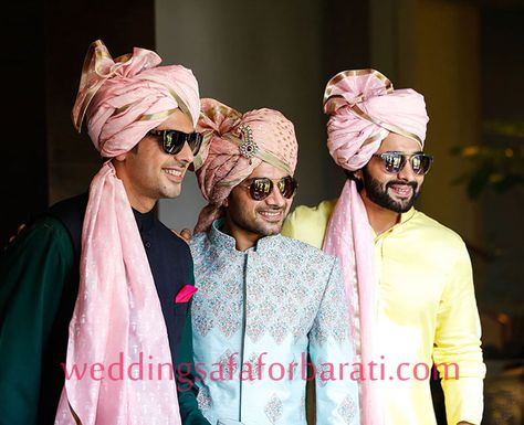 Safa Turban Indian Weddings, Wedding Safa For Barati, Pagdi Wedding Grooms, Brothers Outfits, Wedding Turban, Outdoor Wedding Backdrops, Asian Inspired Wedding, Bright Wedding Colors, Indian Marriage