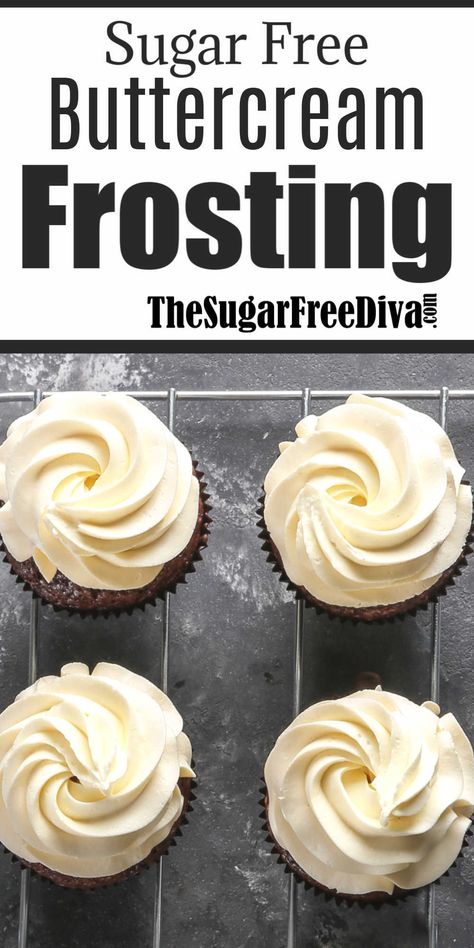 Low Carb Buttercream Frosting, Sugar Free Fat Free Desserts, Sugar Free Buttercream Frosting, Sugar Free Cake Mix Recipes, Keto Icing, Sugar Free Frosting Recipe, Stevia Desserts, Keto Frosting, Sugar Free Cupcakes