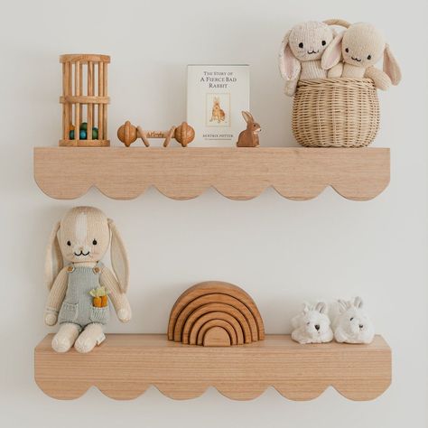 Because every kids bedroomnursery or playroom needs this super cute shelfIt's a versatile onethis shelf can be used two waysdisplay your little ones favourite treasures one way or flip it upside down to display booksphotos and prints with the scalloped edge acting as a little ledgePrice includes one shelfNeed help choosing your timbervisit our timber page to help you decidePlease note that as each piece is handcraftedwoodgrain will vary slightly from picturesInstallation: Scalloped Shelves Nursery, Scalloped Shelf, Baby Shelves, Kids Room Shelves, Nursery Shelf Decor, Babies Nursery, Tasmanian Oak, Nursery Shelves, Nursery Room Design