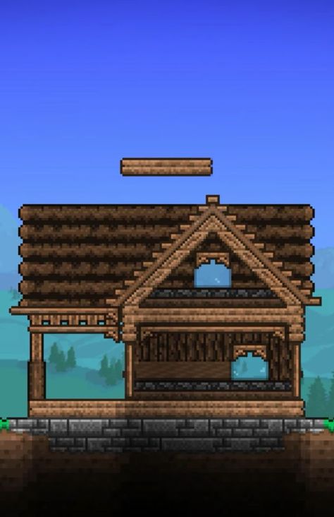 Terraria Aesthetic House, Simple Terraria Builds, Terraria Garden Ideas, Easy Terraria House, House Ideas Terraria, Terraria Starter House Ideas, Terraria Roof Design, Terraria Cabin, Terraria House Ideas Simple Npc