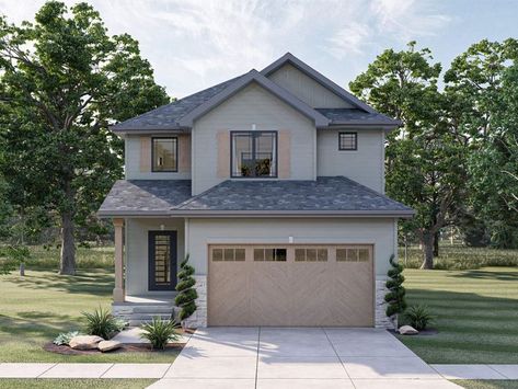 Narrow Lot House Plan, 050H-0109 Narrow Lot House Plans With Garage, Second Floor Laundry Room, Second Floor Laundry, Arched Opening, House Plans 2 Story, Advanced House Plans, Large Master Suite, Narrow House Plans, Narrow Lot House Plans