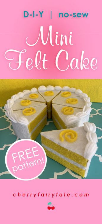 Easy Felt Food No Sew, Felt Cake Pattern Templates, Diy Felt Pie Play Food, Felt Cupcakes Diy, Felt Cake Slice, Felt Desserts Diy, Felt Bakery Food Free Pattern, Felt Food No Sew, Felt Cookies Diy