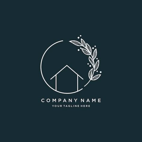 House Logo Design Creative, Home Decor Brand Logo, Leaf Logo Design Ideas, Plant Logo Ideas, Environment Logo Design, Logo Environment, Logo Home Design, Home Decor Logo Ideas, Olive Branch Logo