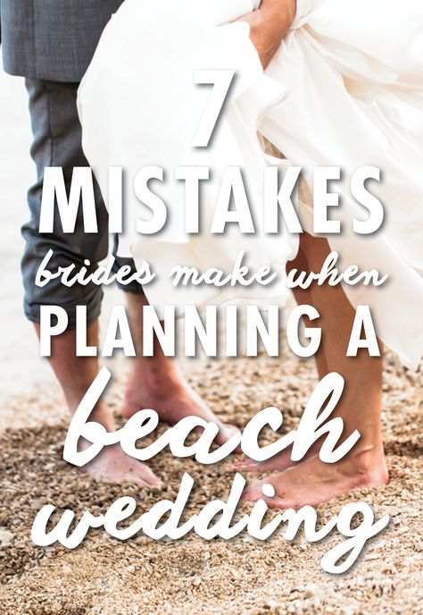 Summer is upon us, and many couples will be getting married on the beach. Who can blame them: the ocean, sand and clear blue sky makes for an absolutely gorgeous backdrop. But just like any venue, it can be easy to make mistakes when planning a wedding on the beach. Avoid these most common mishaps when putting together your seaside vows. Beach Wedding Hacks, Diy Wedding Beach, Beach Reception Dress Brides, Getting Married On The Beach, Beach Wedding Sand Ceremony, Evening Beach Wedding Ceremony, Beach Vibe Wedding Decor, Beach Wedding On A Budget Simple, White Beach Wedding Guests