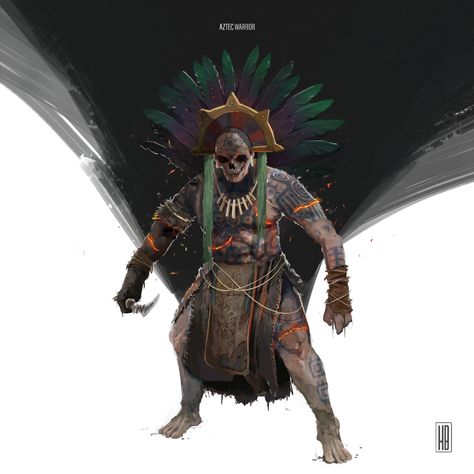 ArtStation - Aztec Warrior, Roberto Spadaro Aztec Character, Aztec Artwork, Warrior Concept Art, Character Design Challenge, Aztec Culture, Aztec Warrior, Aztec Art, Fantasy Concept Art, Armor Concept