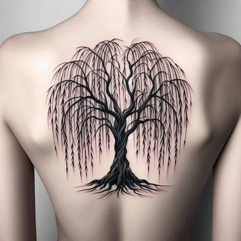 Wheeling Willow Tree Tattoo, Large Tree Tattoos For Women, Tree Ankle Tattoos For Women, Willow Tree Tattoo Meaning, Twisted Tree Tattoo, Willow Tree Spine Tattoo, Whomping Willow Tattoo, Willow Tree Sketch, Weeping Willow Tree Drawing