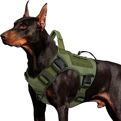 WINGOIN Green Harness with Handle Tactical Dog Harness Vest for Large Medium Dogs No Pull Adjustable Reflective K9 Military Dog Vest Harnesses for Walking, Hiking, Training(M) Tactical Harness, Large Dog Harness, Tactical Dog Harness, Nature Dog, K9 Training, Walking Harness, Military Dog, German Dogs, Dog Vest Harness