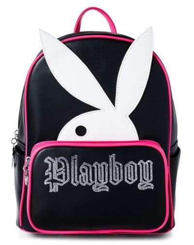 Hoping to find a backpack that totally fits your Playboy lifestyle? Add this officially licensed Pink and Black Playboy Rhinestone Mini Backpack to your collection and you'll always be ready to travel in style. Accessorize with this backpack that features a Playboy Bunny design with rhinestone details on the front and you'll always have plenty of space for all of your daily essentials. Officially licensed Adjustable straps Strap Length: 32" 1 Front zipper pocket 2 Side pockets Zipper closure Dimensions: 12" H x 9" W x 4.5" D Material: Polyurethane, polyester Care: Spot clean Imported Cool Mini Backpack, Hot Pink Backpack, Goodie Bags For Teens, Juicy Backpack, Dc Backpack, Y2k Backpack, Pretty Backpacks, Casetify Iphone Case, Heat Bag