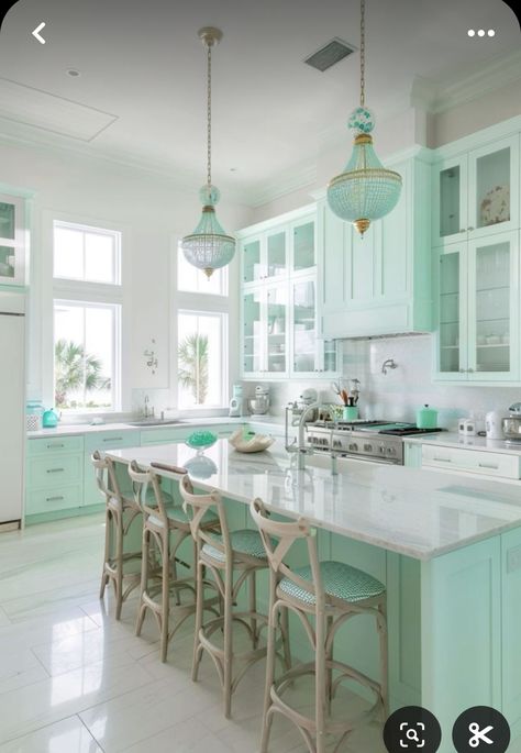 Green And Blue Kitchen, Farrow And Ball Green, Yellow Kitchen Designs, Blue Kitchen Ideas, Coastal Kitchens, Blue Kitchen Decor, Teal Kitchen, Victorian Interior, Kitchens Design