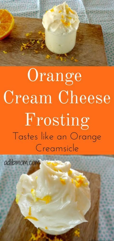 This Orange Cream Cheese Frosting is great addition for any cake and is wonderful on sugar cookies. It is flavored with fresh squeezed orange juice and orange zest. It tastes just like an orange creamsicle bar! #creamcheese #frosting #orange Orange Cream Cheese Icing, Orange Cream Cheese Frosting, Frost Cupcakes, Cupcake Frosting Recipes, Pecan Filling, Orange Cream Cheese, Orange Icing, Orange Buttercream, Cheese Frosting Recipe