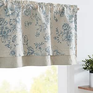 Indigo Kitchen, Linen Valance, Country Valances, Farmhouse Valance, Rustic Window Treatments, Curtain For Kitchen, Linen Valances, Valances For Living Room, Cafe Curtain Rods