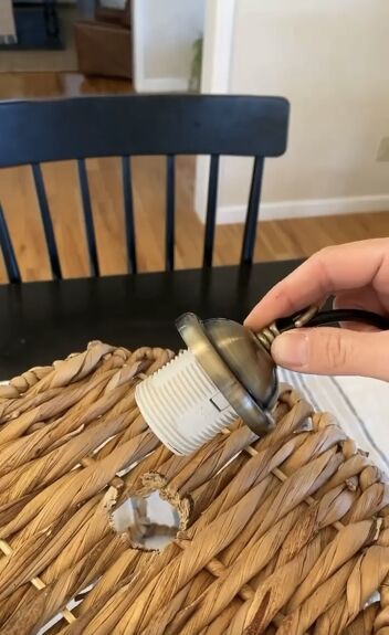 Learn how to make your very own basket light for less than $40. Easy DIY wicker pendant light. #diylight #pendantlight Diy Basket Flush Mount Light, Ikea Rattan Light Hack, How To Make A Wicker Lamp Shade, Diy Wicker Lamp Shade, Basket Lampshade Diy, Diy Hanging Lamp Shade, Diy Pendant Light Hanging, Diy Pendant Light Shade, Diy Basket Pendant Light