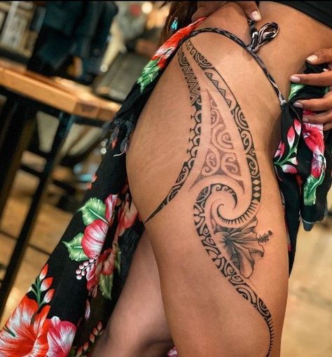 Hawaiian Arm Tattoos For Women, Native Hawaiian Tattoo, Hawaiian Theme Tattoo, Hawaii Theme Tattoo, Hawaiian Themed Tattoos, Lei Tattoo Hawaiian, Hawian Flower Tattoos Women, Hawaiian Tribe Tattoo, Moana Tattoos Ideas