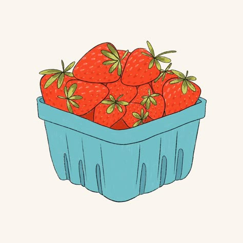 carton of strawberries for day 5! 🍓 you can find these cuties at your local farmers market, or in my redbubble shop 😉 #strawberry #farmersmarket #doodle #drawing #doodleaday #mayfullycreations Carton Of Strawberries, Farmers Market Drawing, Farmers Market Illustration, Farmers Market Art, Homemade Calendar, Farmers Market Aesthetic, Strawberry Pictures, Strawberry Illustration, Strawberry Drawing