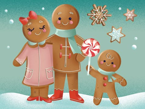 Gingerbread Family Painting, Painting Ideas 2023, Office Christmas Decor, Sandy Claws, Gingerbread Family, Christmas Painting Ideas, All Things Gingerbread, Bread Man, Family Painting