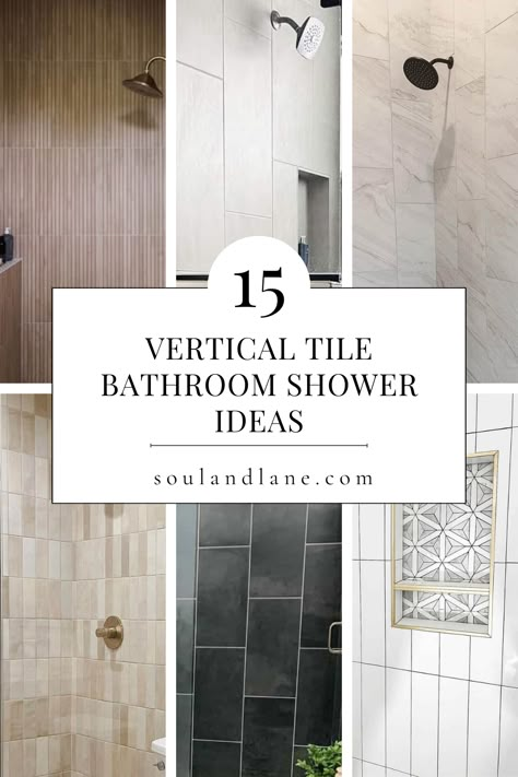 Transform your bathroom showers with these vertical tile ideas. From timeless classics to avant-garde designs, discover unique ways to revamp your shower space. Elevate your bathroom aesthetics with these ideas that promise to add a touch of modern elegance and visual interest to your daily routine. Master Shower Vertical Tile Ideas, Bathroom Ideas Vertical Tile, Vertical Tiles In Bathroom, Stacked Shower Tile Ideas, Diagonal Shower Tile Ideas, Modern Farmhouse Shower Tile Wall, Vertical Wavy Tile Bathroom Showers, Small Shower Wall Tile Ideas, Showers With Vertical Tile