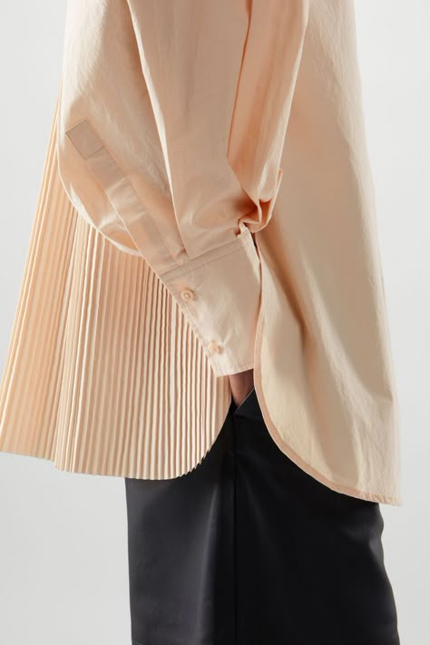 Panel Shirt, Pleated Fashion, Dusty Peach, Peach Shirt, Silk Blouses, Design Wardrobe, Modesty Fashion, Denim Shirts, Shirts And Blouses