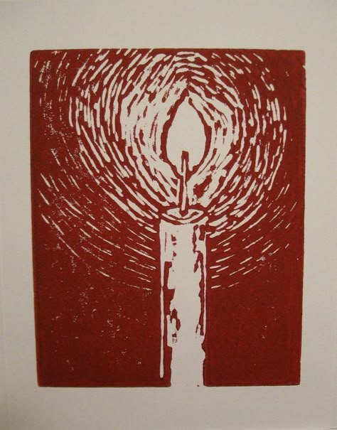 Linoleum Printmaking, Lino Print Ideas, Linocut Ideas, Woodcut Art, Candle Images, Relief Printmaking, Print Christmas Card, Linoleum Block Printing, Linoleum Print