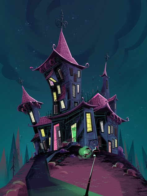 Historietas Assombradas - O Filme Teaser: https://www.youtube.com/watch?v=CjhsjFKjAXU | #The_House_At_The_Edge_Of_Magic #Artstation_Background #City_Cartoon #City_Background The House At The Edge Of Magic, Artstation Background, House Cartoon, 3d Room, Halloween Facts, Bg Design, Victorian Buildings, Monster House, City Cartoon