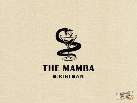 Logo design for Mamba Bikini Bar by Coric Design on Dribbble Bar Logos Vintage, Sports Bar Logo Design, Bar Logos Ideas, Cocktail Bar Logo Design Ideas, Dive Bar Logo, Logo Design Bar, Alcohol Branding Design, Luxurious Logo Design, Speakeasy Logo