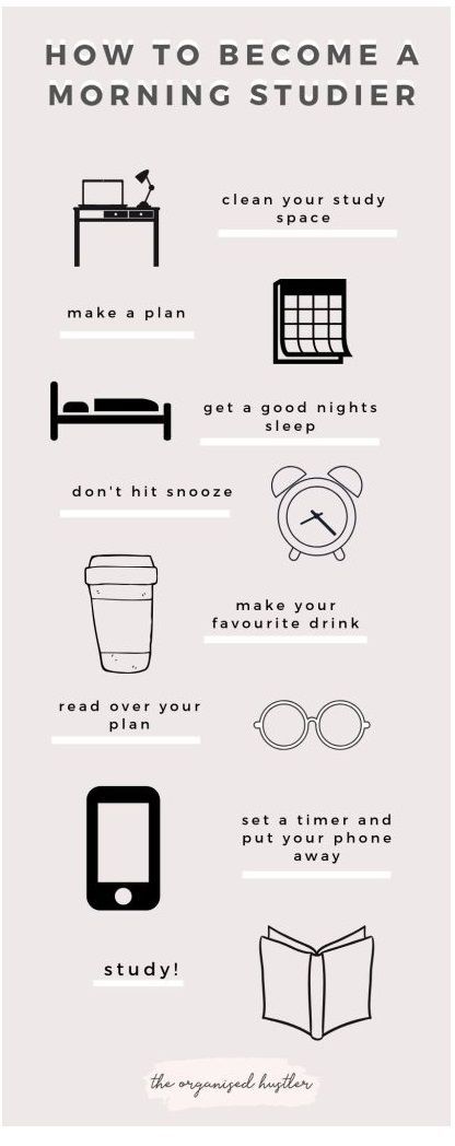 Time Should We Study in Early morning For students who have more energy earlier in the day, studying in the morning may work best, when the brain is better able to focus. Students who study during the day benefit from a refreshed and energized mind after a good night’s sleep. Brain Hacks to Learn and Memorize Things Faster Exercise to clear your head. Working out is good for our bodies, but our brain reaps many benefits as well. Write down what needs to be memorized over and over. Do yoga. Stu Highlighting Notes, Gre Study, Schul Survival Kits, Microbiology Study, Success Student, Struktur Teks, Studie Hacks, College Exams, Mcat Study