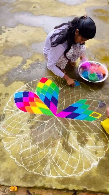 Rangoli Design For New Year 2024, New Year Rangoli Ideas, Rangoli Happy New Year, Beautiful Rangoli Designs Indian, Rangoli For Kids, 3d Kolam, Best Rangoli Designs, 3d Rangoli, Simple Art Designs