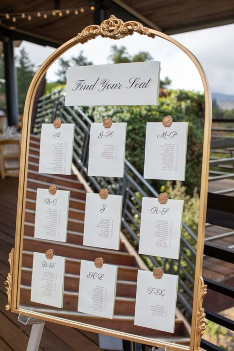 Wedding Seat Chart Alphabetical, Alphabetical Mirror Seating Chart Wedding, Mirror Alphabetical Seating Chart, Mirror Guest List Wedding, Vintage Mirror Table Seating Chart, Guest Table Assignments Ideas, Mirror Table Seating Chart Alphabetical, Alphabet Seating Chart Wedding, Reception Seating Chart Mirror