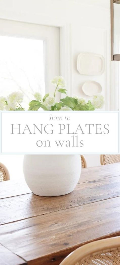 Platter On Wall, Diy Plate Hangers For Wall, Hanging Large Platters On Wall, Wall Platter Display, 3 Plates On Wall, Plates Displayed On Wall, Hanging China On The Wall, Modern Plate Wall Display, Hanging Plates On The Wall Ideas Kitchen