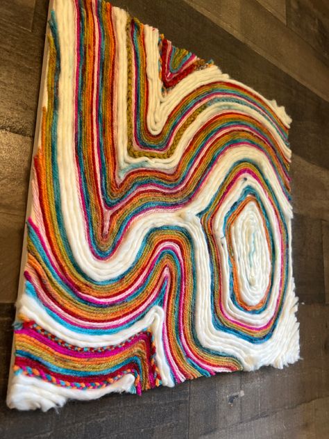 Ribbon Canvas Art, Wool Canvas Art, Yarn Wall Art Canvas, Canvas With Yarn Art, Yarn And Canvas Art, Yarn Pictures Art, Yarn Painting Art Canvases, Wool Art On Canvas, Yarn Art On Canvas Diy