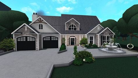 Suburban 1 Story House, 1 Story Suburban House Bloxburg, Bloxburg House Layouts 2 Story Blueprint, Bloxburg Suburban House Layout, Bloxburg Roleplay House, Two Story Bloxburg House Layout, One Story House Bloxburg, Suburban House Exterior Bloxburg, Suburban House Layout