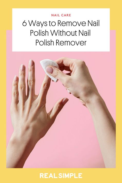 Looking for nail polish remover alternatives? We asked experts how to remove nail polish without nail polish remover using ingredients you probably already have at home. #beauty #nails #nailpolishremover #diy Nails Cleaning Tips, How To Take Nail Polish Off Without Nail Polish Remover, How To Remove Nail Polish With Remover, Natural Nail Polish Remover, How To Remove Nail Polish From Nails, How To Get Nail Polish Off Skin, How To Make Nail Polish Remover, How To Remove Nail Polish Without Remover, How To Remove Nail Polish