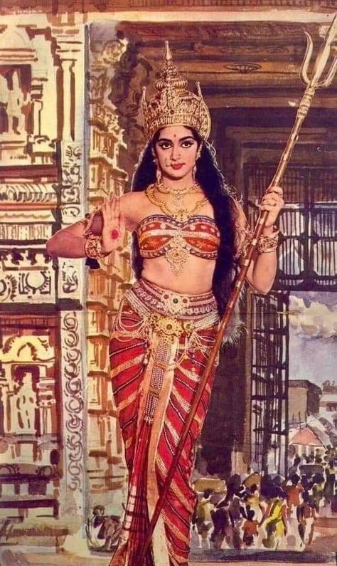 Hema Malini, Shakti Goddess, Retro Bollywood, Indian Goddess, Vintage India, Hinduism Art, Sacred Feminine, Vintage Bollywood, Desi Aesthetic