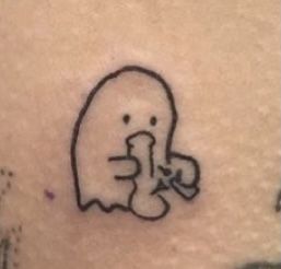 Stick An Poke Tattoo, Men Aesthetic Tattoo Ideas, Matching Cat Tattoos For 3, Sick Tattoo Designs, Masculine Stick And Poke, Ghost On A Skateboard Tattoo, Cute Funny Tattoo Ideas, Gorrilaz Tattoo Ideas, Small Tattoos Alt