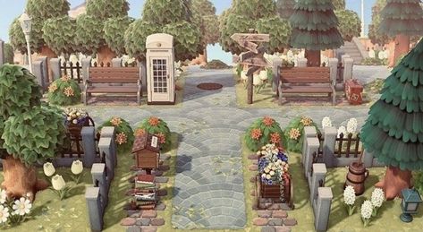 Acnh Planning, Animal Crossing Entrance Ideas, Animal Crossing Entrance, Acnh Cottagecore, Small Entrance, Animal Crossing 3ds, Island Town, Animal Crossing Guide, Entrance Ideas