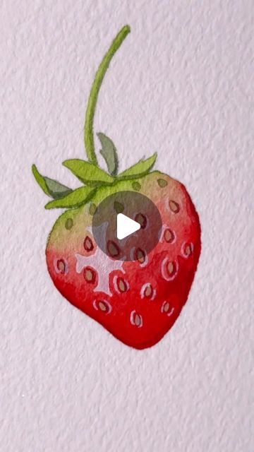 Draw A Strawberry, Painted Strawberry, Watercolor Strawberries, Watercolor Strawberry, Watercolor Strawberry Tutorial, Strawberry Painting, Watercolor Paintings Strawberry, Strawberry Shortcake Watercolor, Realistic Strawberry Painting