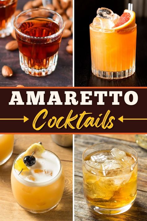 Amaretto Whiskey Sour, Margarita With Amaretto, Amaretto And Coke, Amaretto Mixed Drinks, Amaretto Whiskey Drinks, Tequila Amaretto Drinks, Fun Liquor Drinks, Amaretto Old Fashion, Amaretto Margarita Recipe