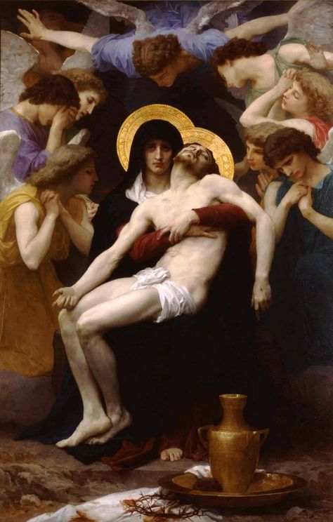 Sorrowful Mystery Meditations | Deep and Profound Rosary Meditations William Adolphe, Card Displays, The Crucifixion, William Adolphe Bouguereau, Maria Magdalena, Religious Paintings, Our Lady Of Sorrows, Jesus Painting, Biblical Art