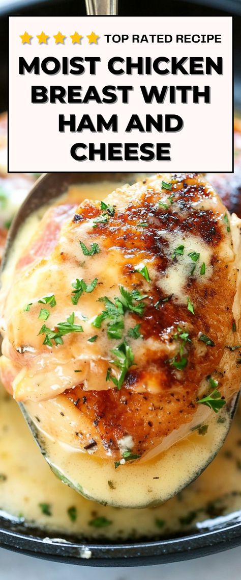 Image for Chicken Breast With Ham And Cheese Chicken Ham And Cheese Recipe, Chicken With Ham And Swiss Cheese, Chicken Ham Cheese Recipes, Ham Stuffed Chicken Breast, Ham And Chicken Recipes, Ham And Cheese Stuffed Chicken Breast, Chicken Ham Recipes, Moist Chicken Breast Recipes, Chicken And Ham Recipes