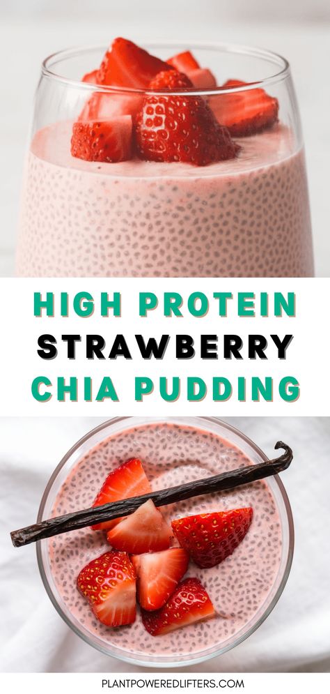 This high-protein strawberry chia seed pudding is both healthy and easy to make. Perfect as a high-protein vegan breakfast or vegan dessert that you can add to your own list of chia seed pudding recipes. On top of that, it's dairy-free as well. Give it a try! Chia Seed Protein Smoothie, Healthy Chia Seed Breakfast, Strawberry Chia Smoothie, Watermelon Chia Pudding, High Protein Chia Seed Recipes, Chia Pudding Dairy Free, Strawberry Banana Chia Seed Pudding, Strawberry Chia Seed Pudding Recipe, Low Fodmap Chia Seed Pudding