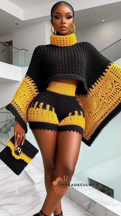 CROCHET PATTERNS AND INSPIRATION (@threadsculptor) • Instagram photos and videos Crochet Outfit Patterns, African Crochet Patterns, Crochet Tops For Women, Crochet Sets Women, African Crochet, Baddie Crochet, Crotchet Outfit Black Women, Fall Crochet Outfits, Clothing Crochet Patterns