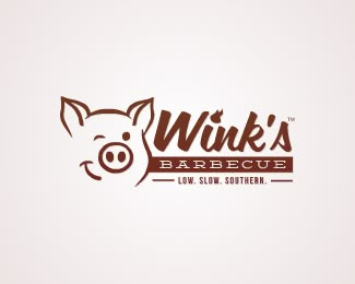 Wink's Barbecue Bbq Logo, Pig Logo, Grill Logo, Vintage Shirt Design, Pig Food, Sushi Design, Pig Illustration, Pig Shirts, Food Logo Design