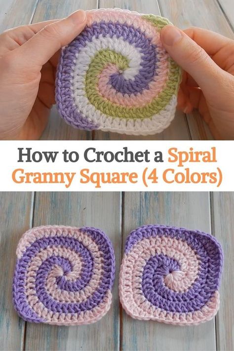 Spiral Crochet Pattern, Granny Square Pattern Free, Spiral Crochet, Granny Square Tutorial, Crochet Project Ideas, Temperature Blanket, Granny Square Crochet Patterns Free, Granny Square Pattern, Square Crochet Pattern