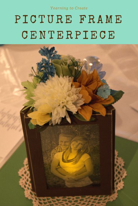 Unique Home Decor Ideas, Centerpiece Tutorial, Photo Centerpieces, Anniversary Decoration, 50th Anniversary Party, 90's Birthday Party, Flower Centerpiece, Frame Ideas, Create Picture